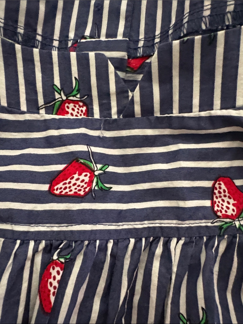 Modcloth Navy & White Striped Blouse with Red Strawberry Print - Picture 4 of 4